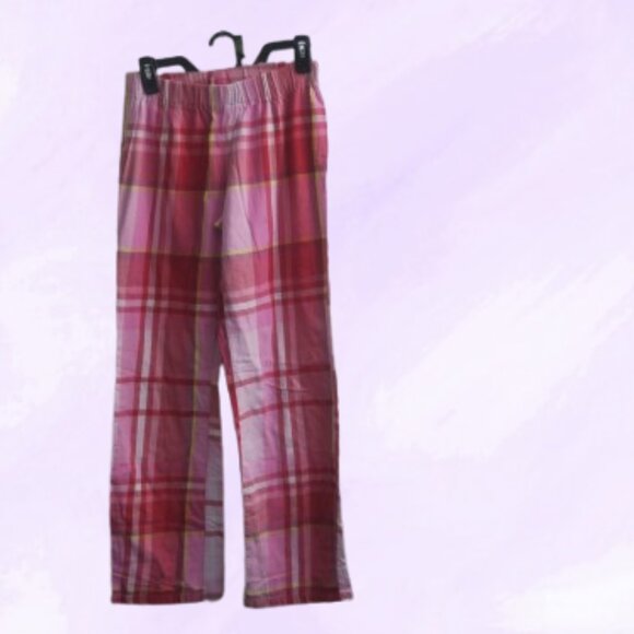 PINK Victoria's Secret distressed ripped plaid pj pajamas pants in pink and red - Picture 12 of 12